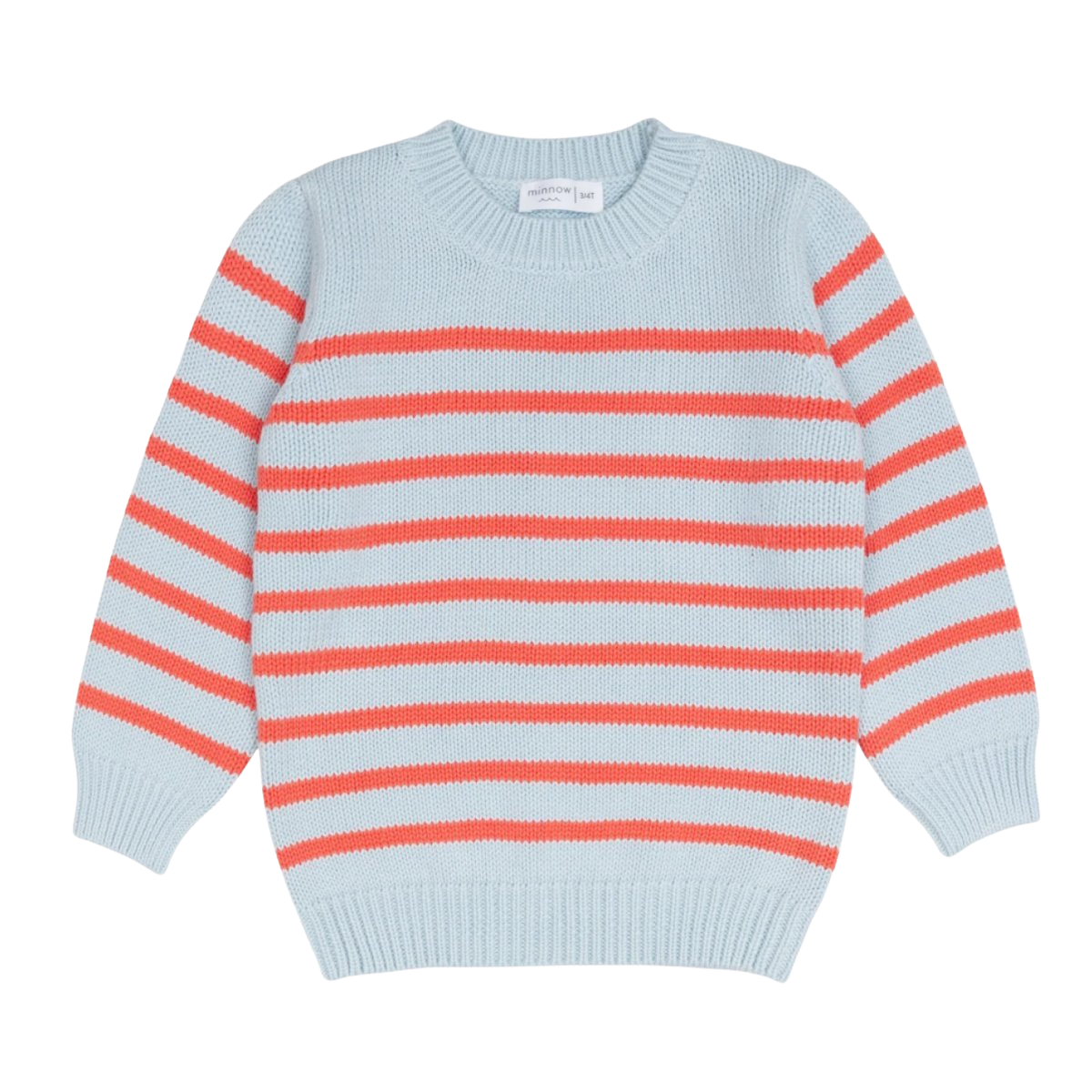 unisex light blue and peach stripe knit sweater