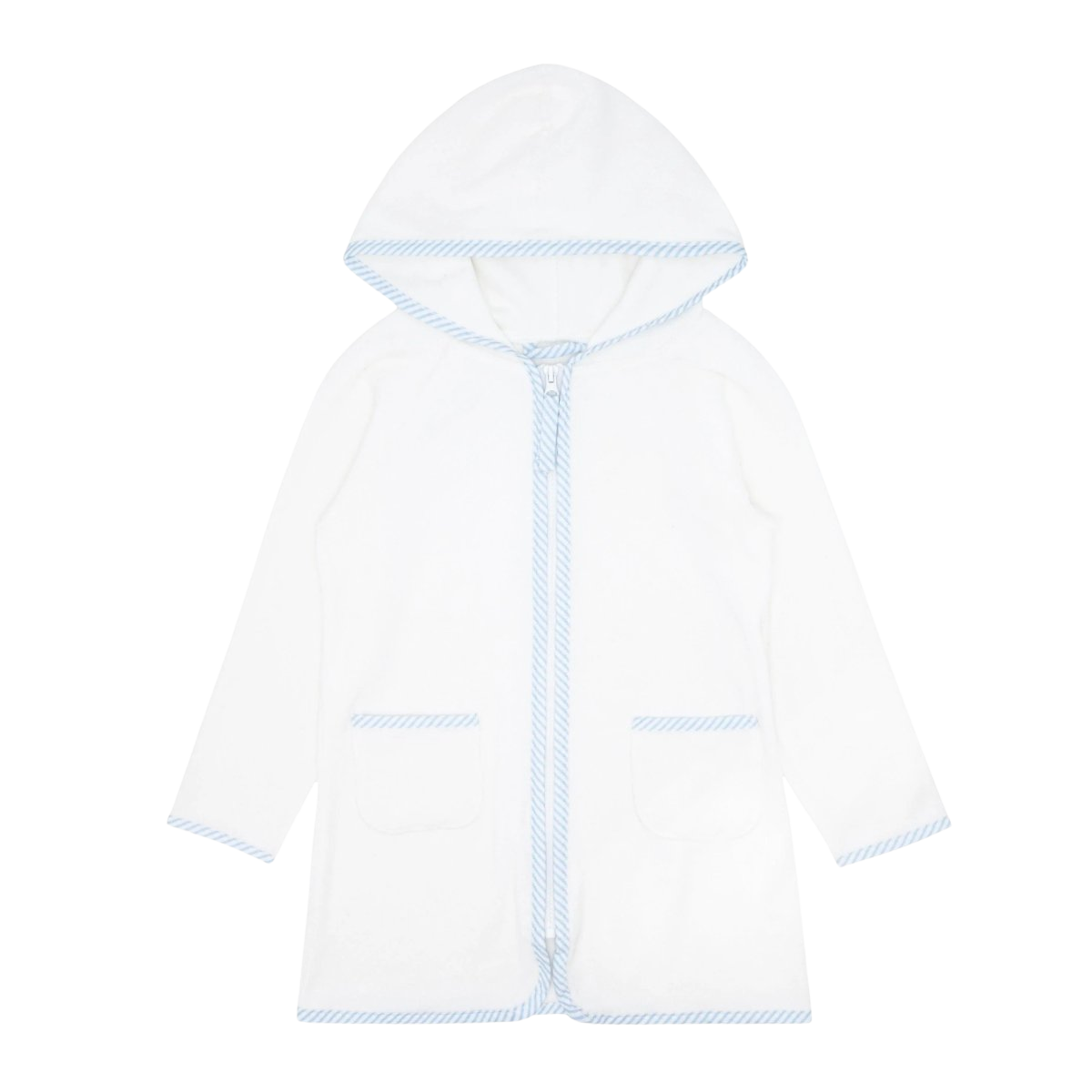 unisex white french terry hooded zipper coverup