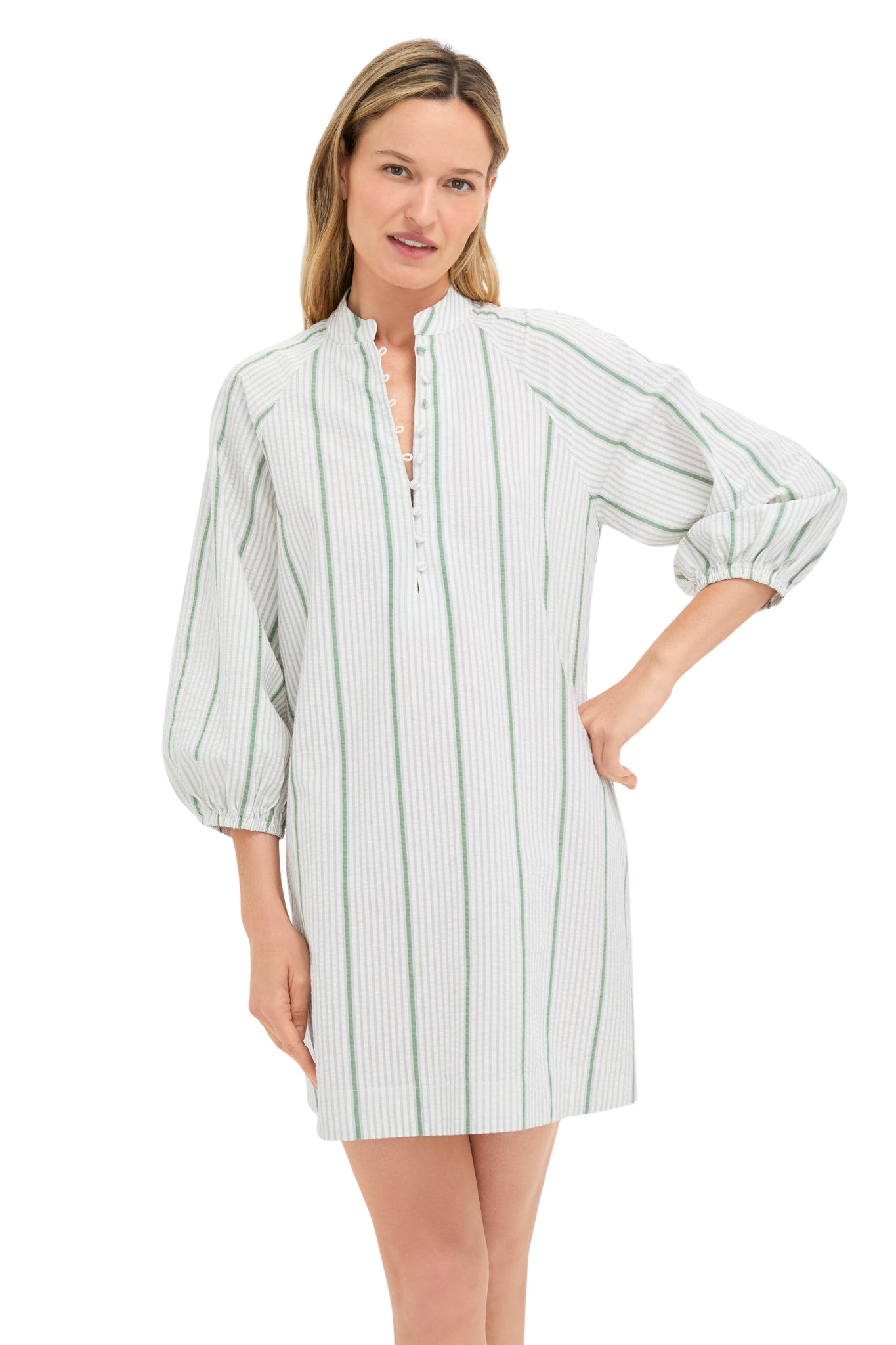 Mondego Stripe Seersucker Mini Maryse Caftan