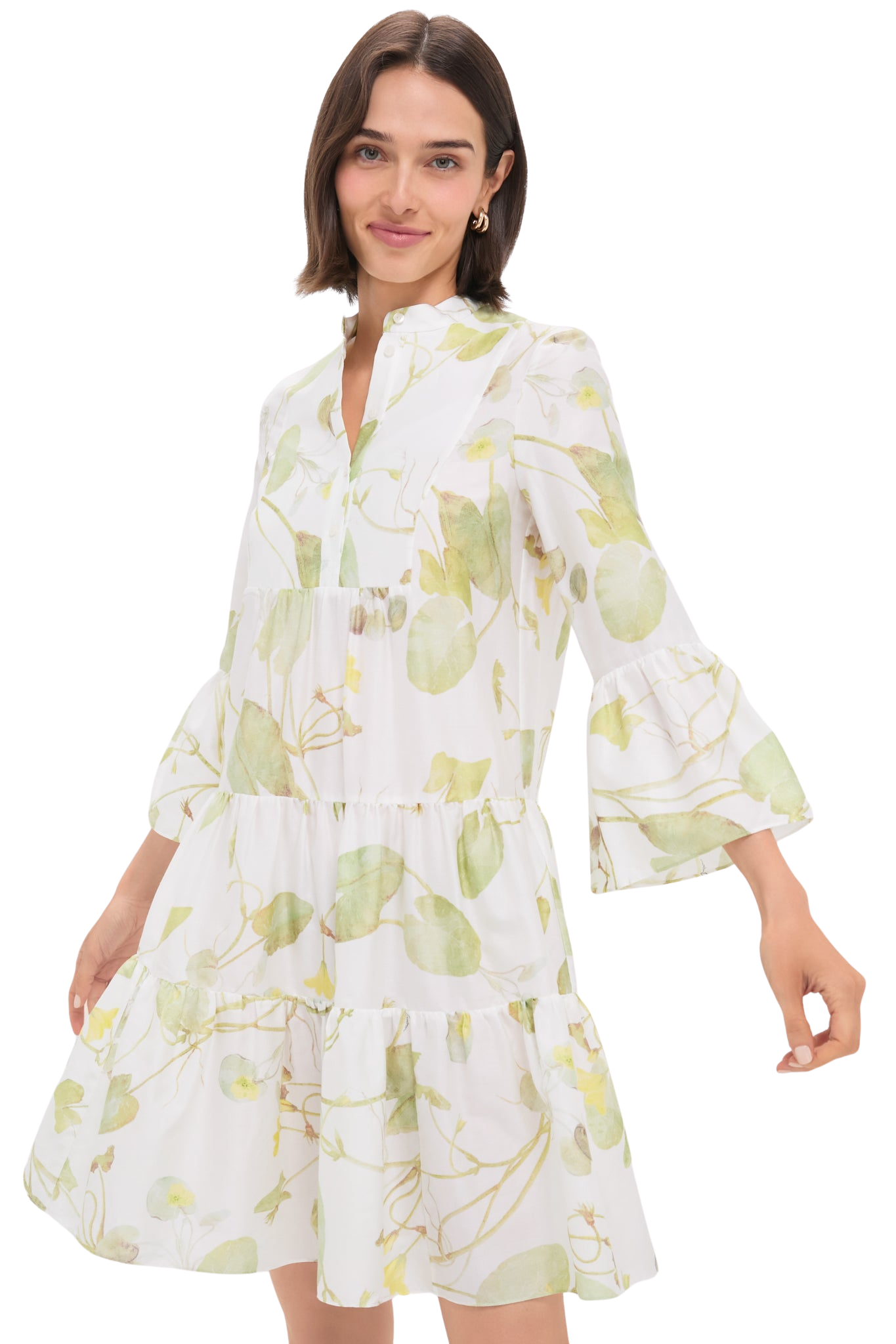 Lilypad Vine White Tiered Hem Mini Dress