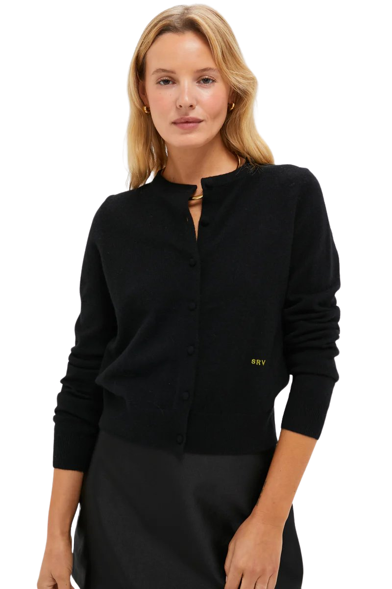 Black Cashmere Riley Cardigan