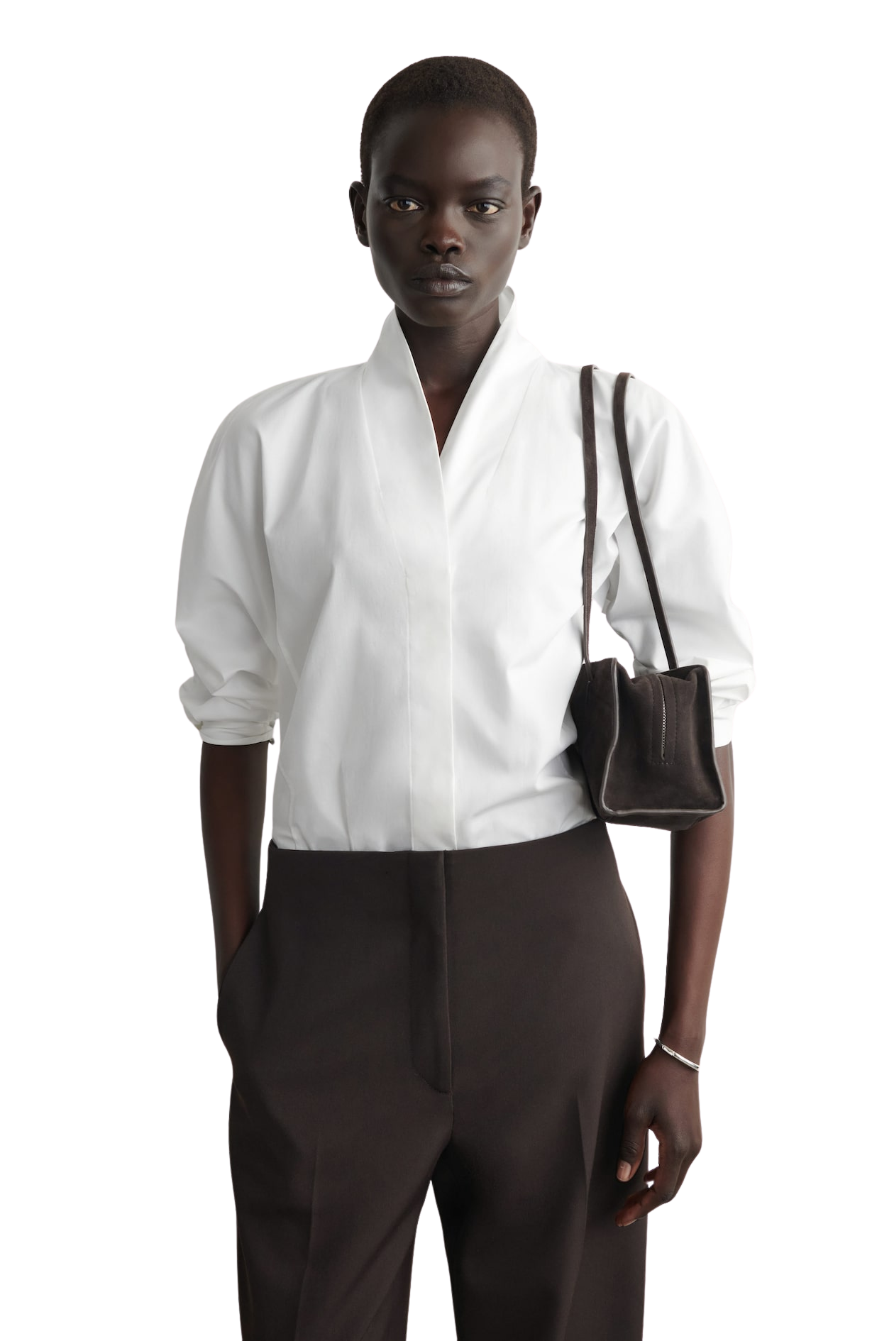 Shawl-Collar Cotton Blouse