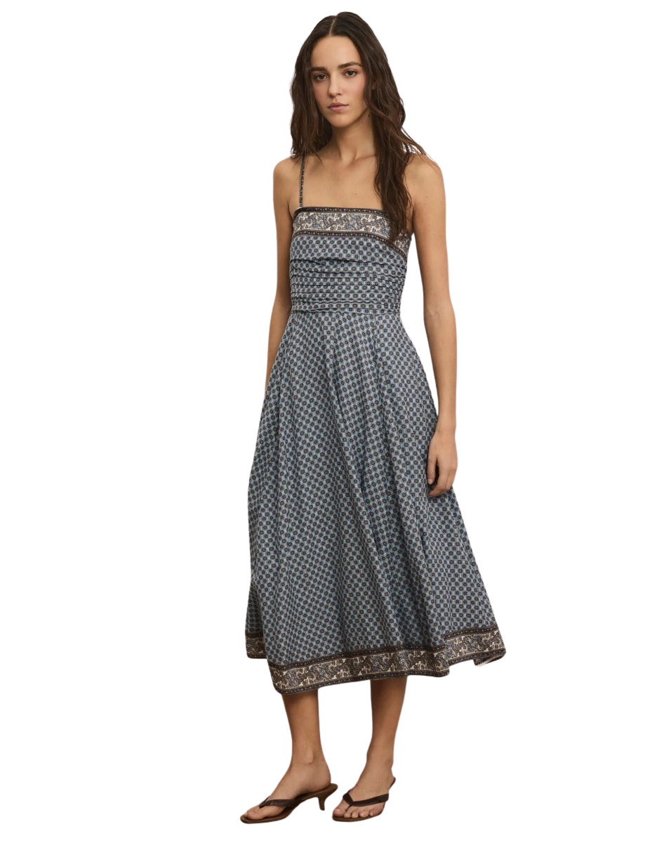 Lana Scarf-Print Midi Dress