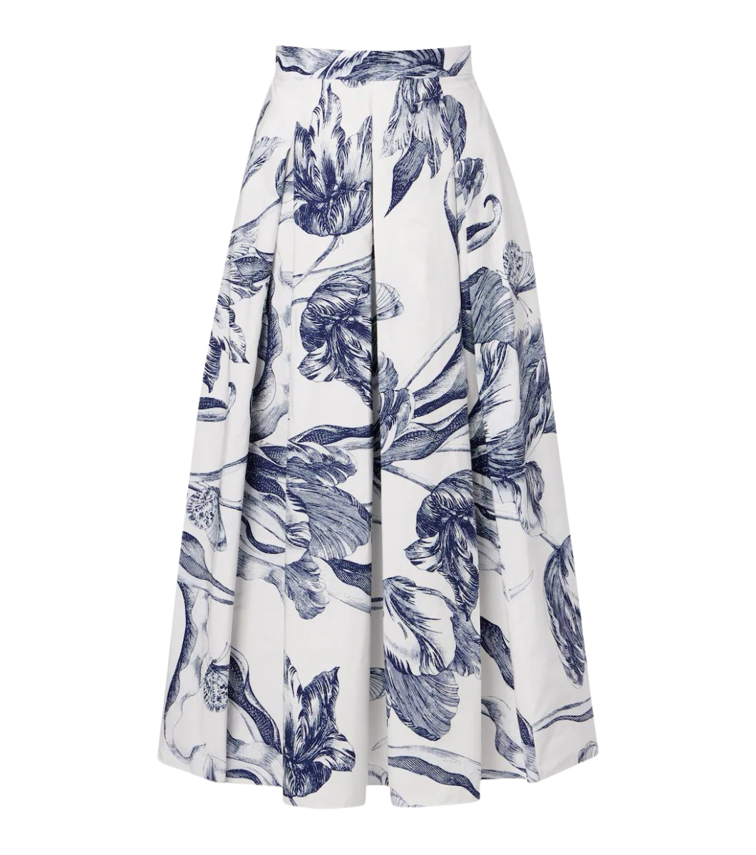 Erdem Floral cotton poplin midi skirt