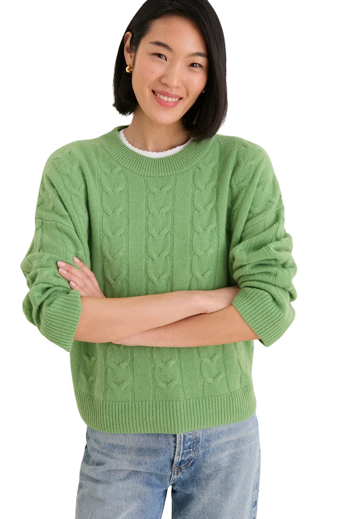 Pistachio Cashmere Cable Knit Eloise Sweater
