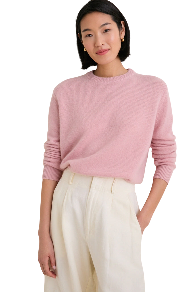 Powder Pink Cashmere Boyfriend Bodie Crewneck