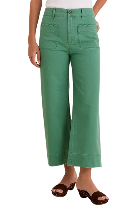 Green Chino Wide Leg Davis Pants