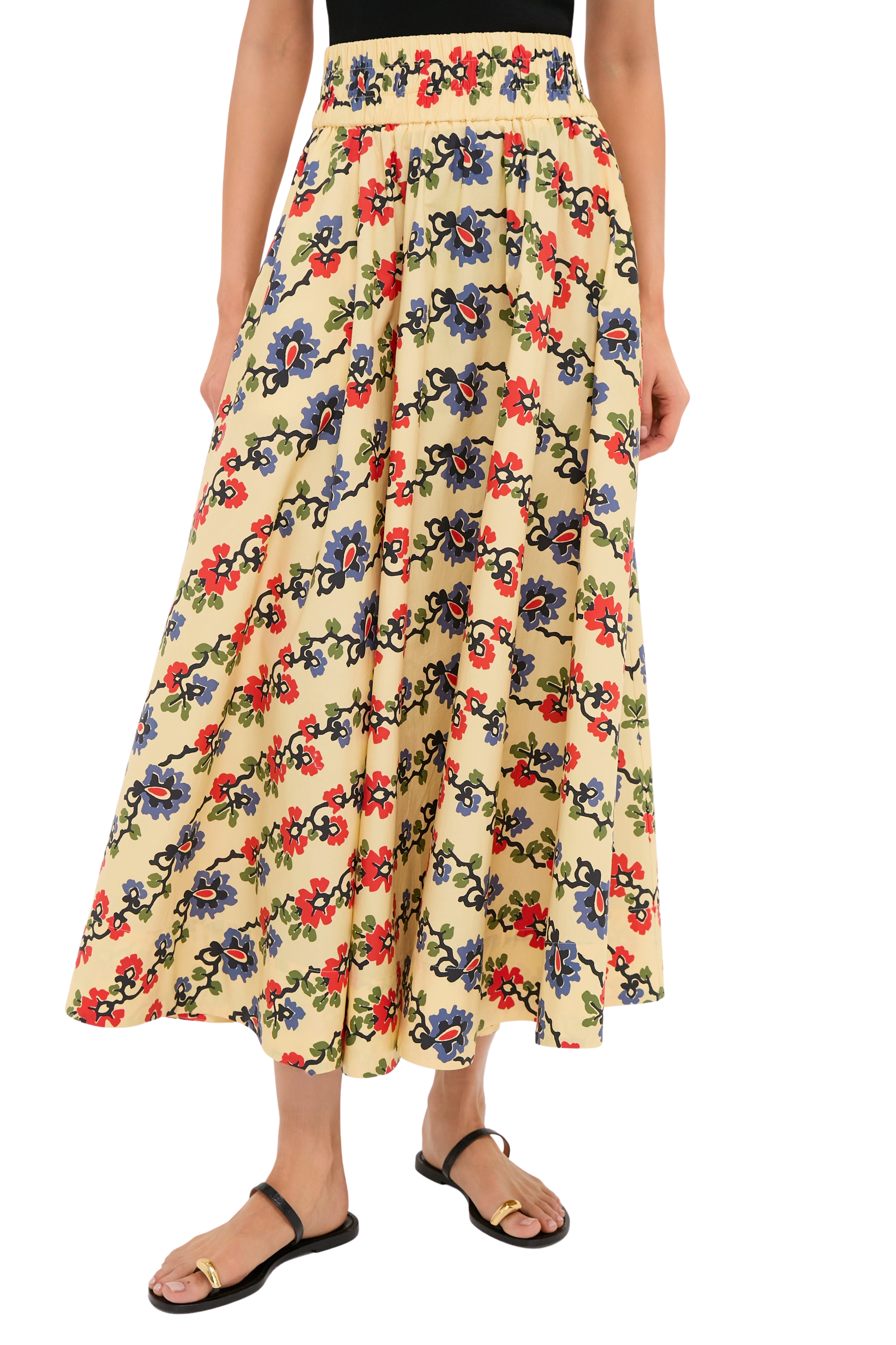 Victory Garden Floral Stripe Myrtle Maxi Skirt