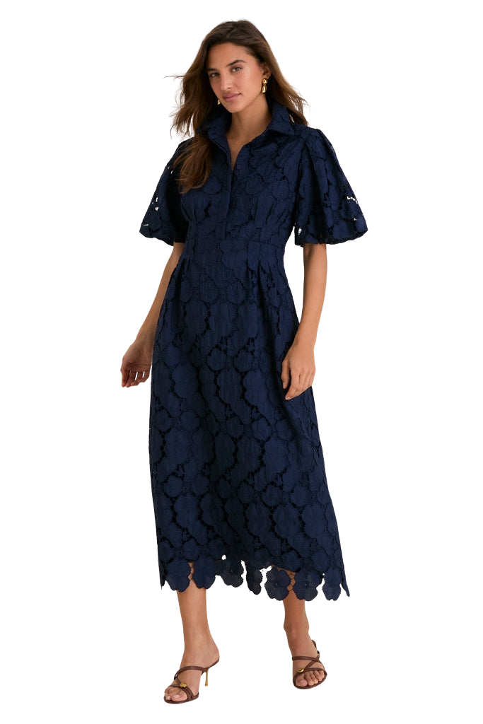 Navy Eyelet Delaney Dress