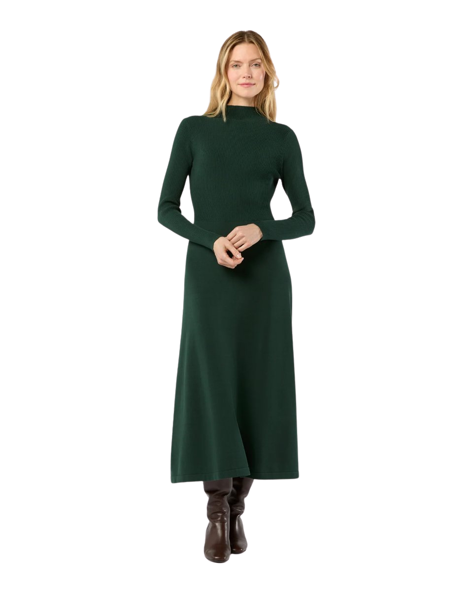 Long-Sleeved Charlotte Dress in Hunter Ice Cotton