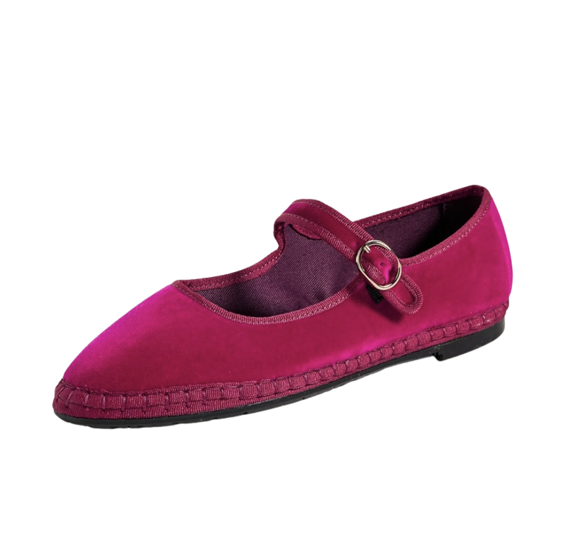 Velvet Mary Jane Flats