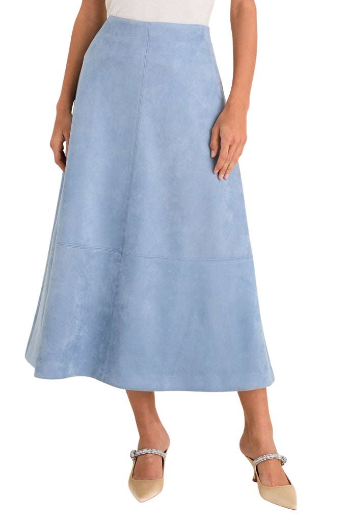 Maison Blue Suede Veronica Maxi Skirt