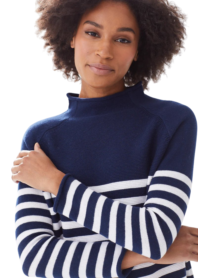 The Cotton Mock Neck - Striped