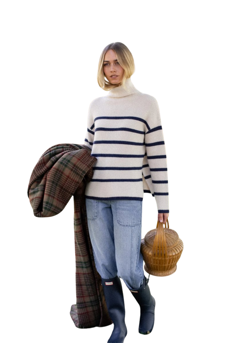 Martine Sweater - Ivory/Navy Stripe