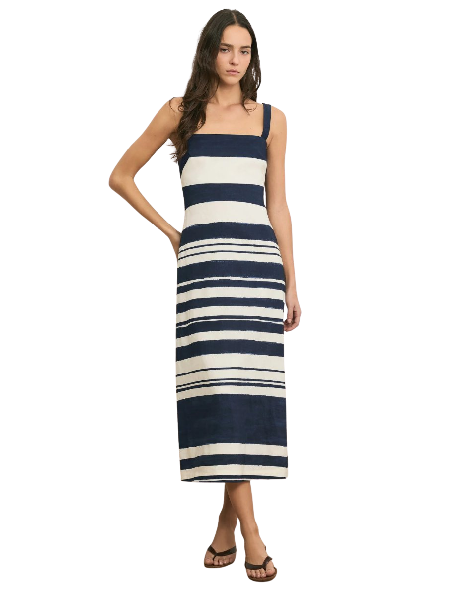 Ella Striped Linen Midi Dress