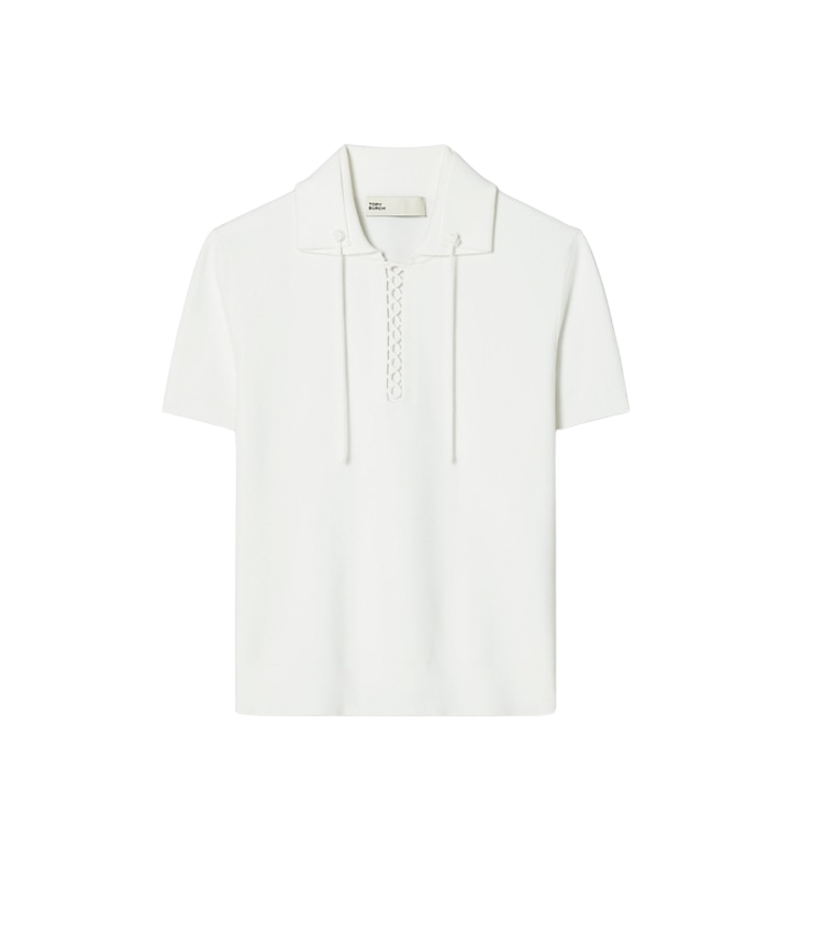 LACE-UP POLO SWEATER