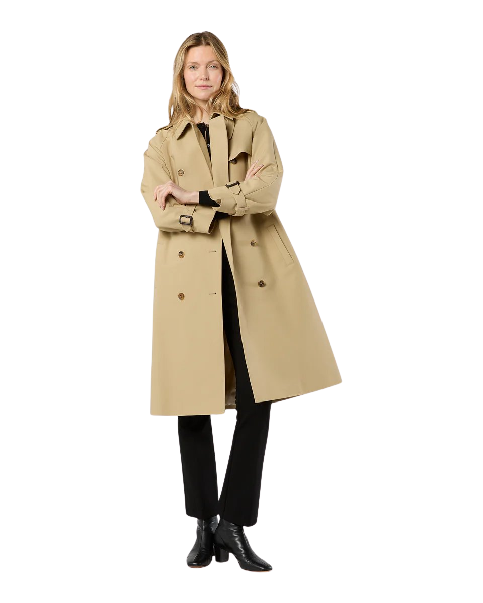 Martine Trench Coat in Khaki Compact Cotton