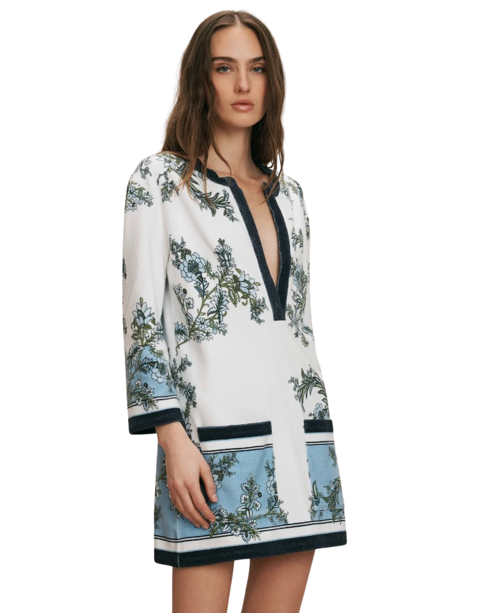 Veronica Beard Briarcliff Terry Tunic Dress - Blue Jay Multi