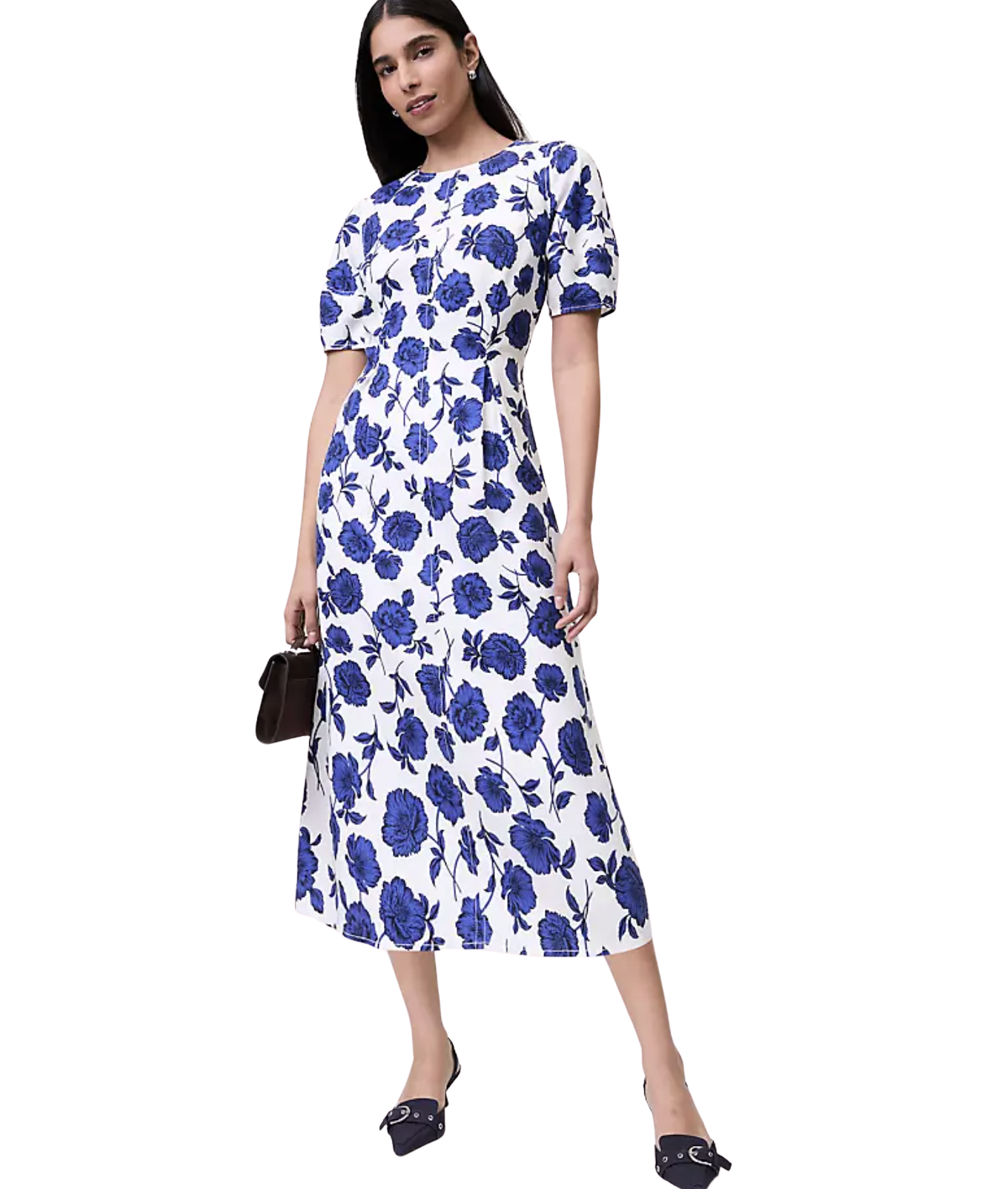 Floral Linen Blend Midi Dress