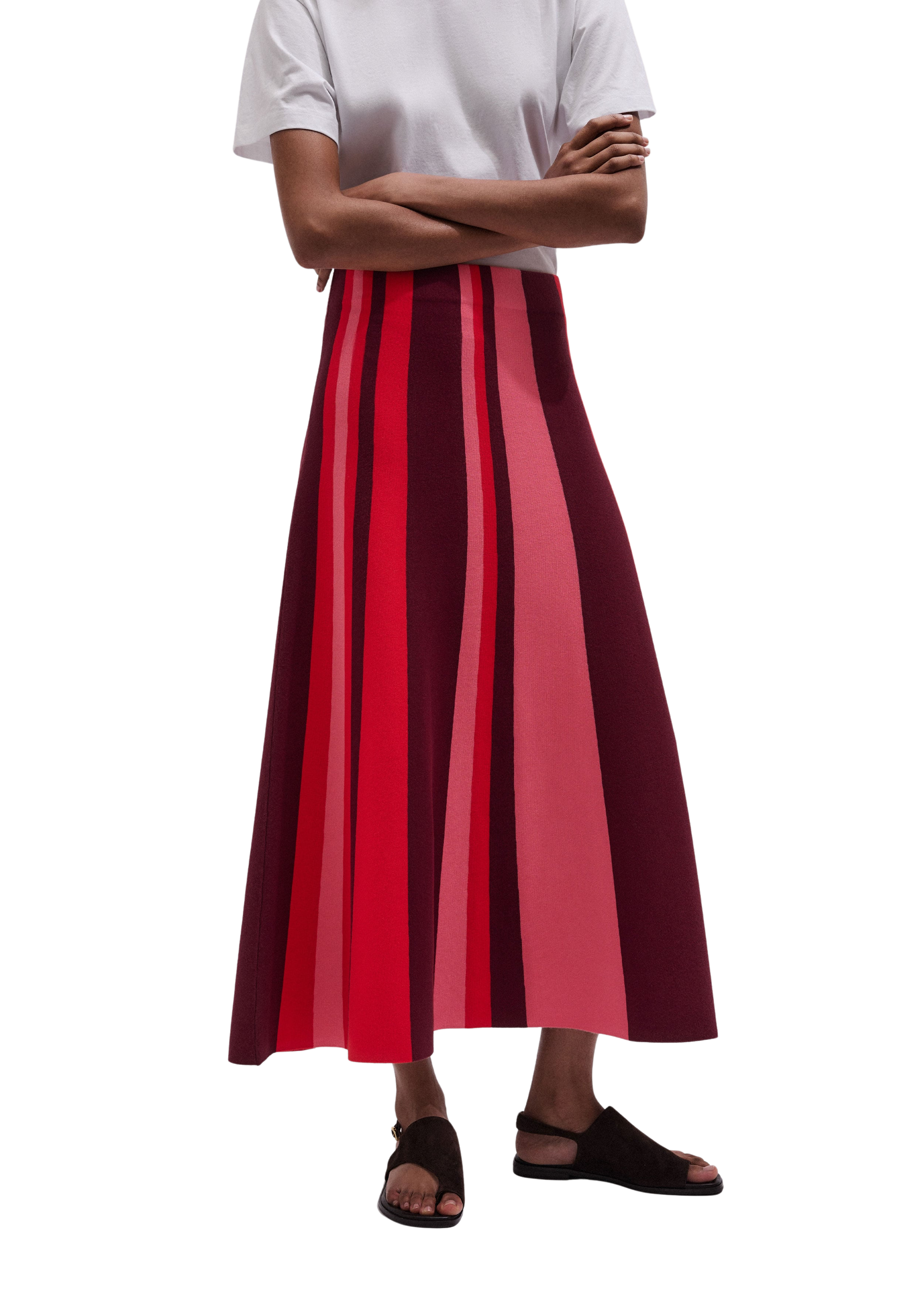 A-Line Knit Skirt Stripe Compact Knit