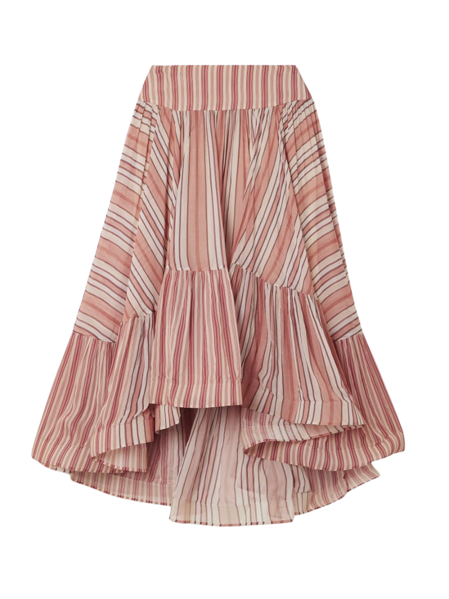 Rebellion Bohemian asymmetric tiered striped georgette skirt