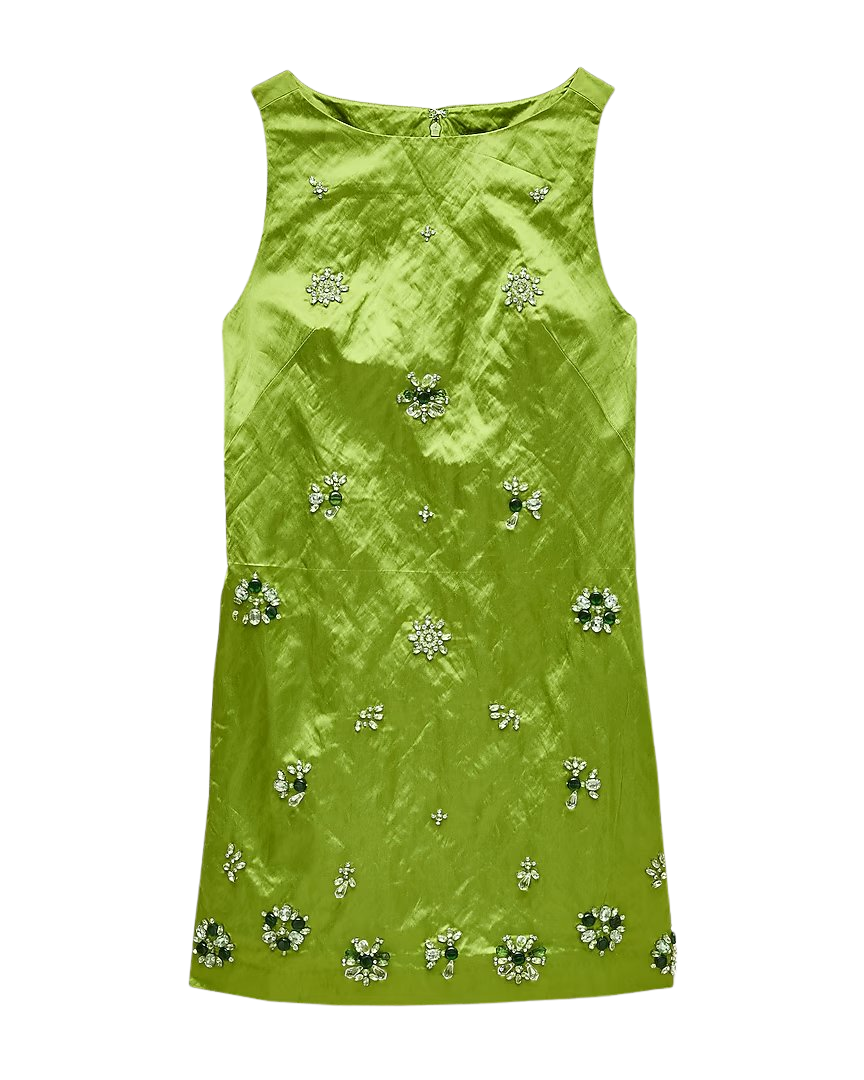 Collection embellished shift dress in memory satin