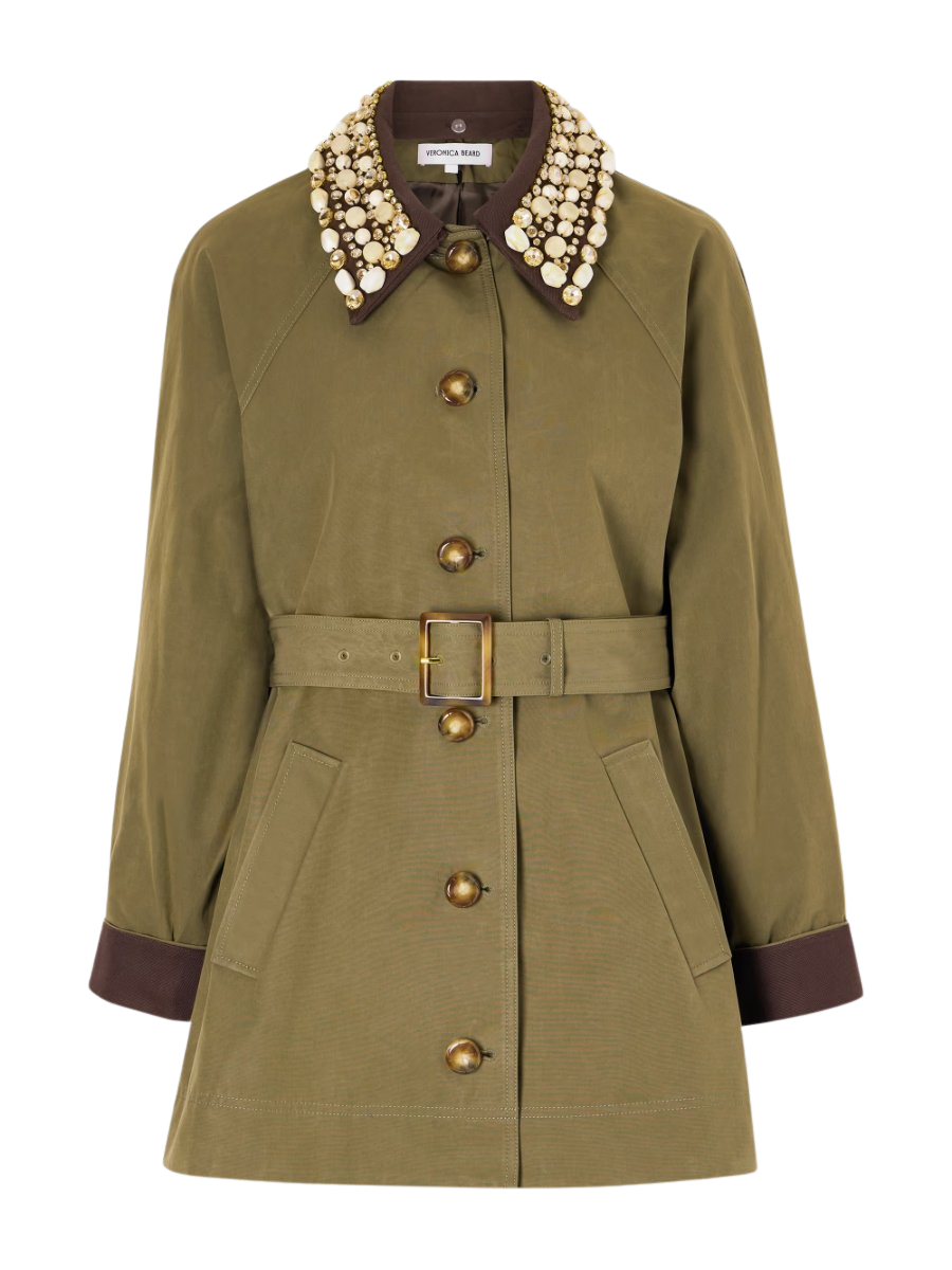 Langham Dickey embellished canvas-trimmed woven coat