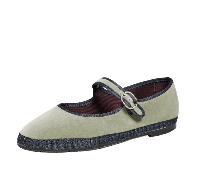 Velvet Mary Jane Flats