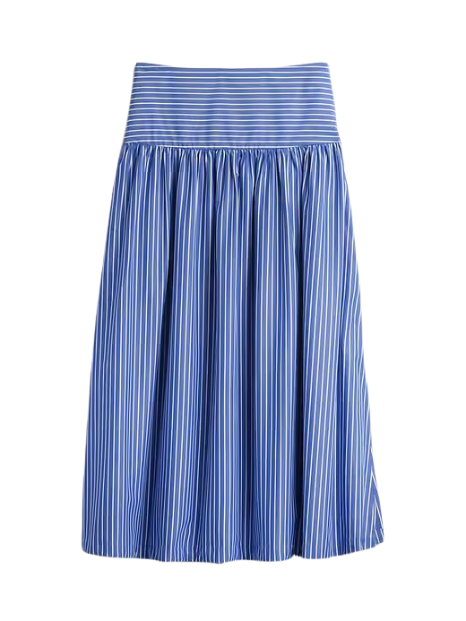 Poplin Drop-Waist Maxi Skirt