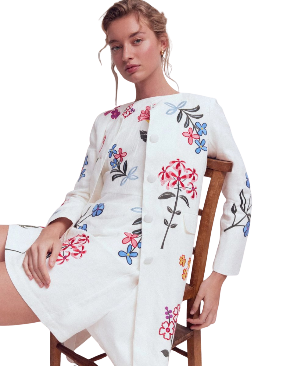 Embroidered Linen Coat
