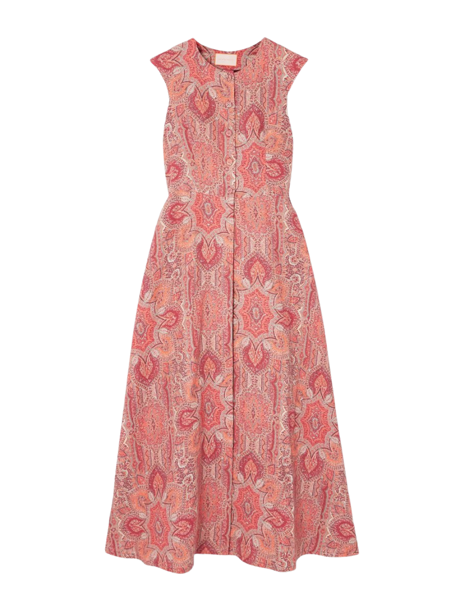 Pleated printed linen vest