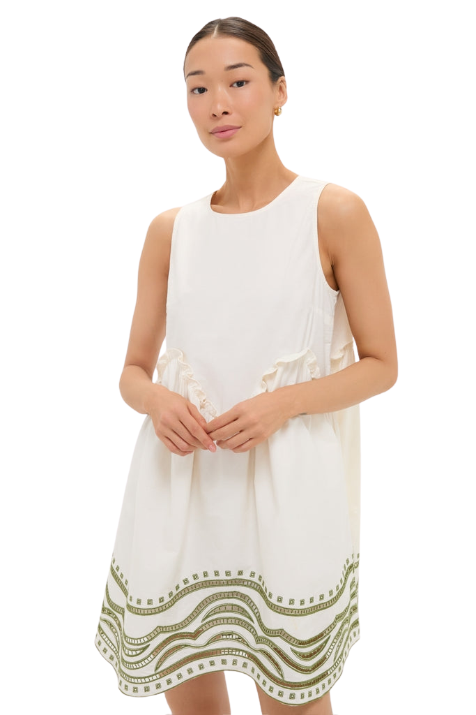 Sage Wave Cotton Joyce Mini Dress