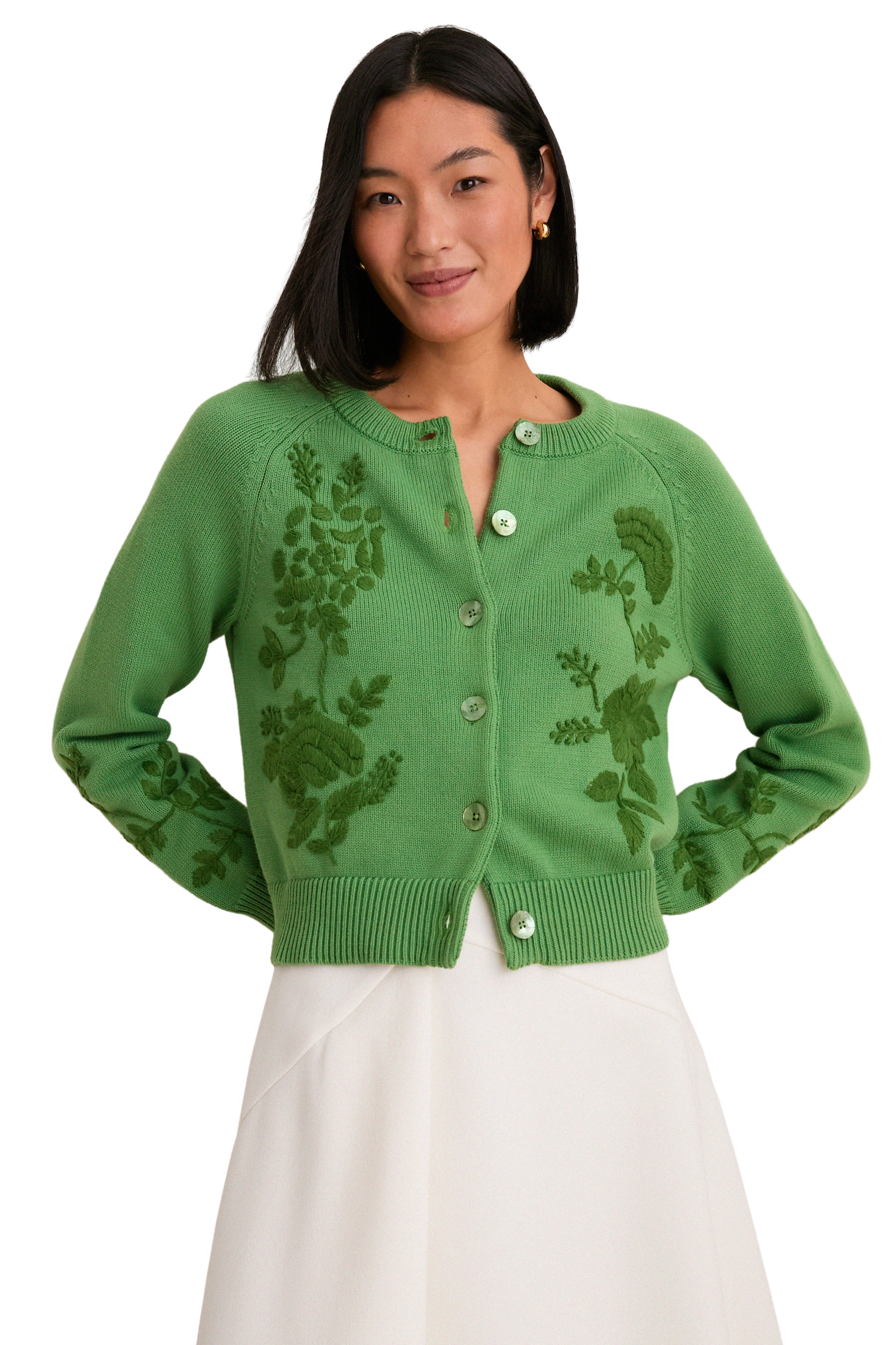 Pistachio Embroidered Floral Quincy Sweater