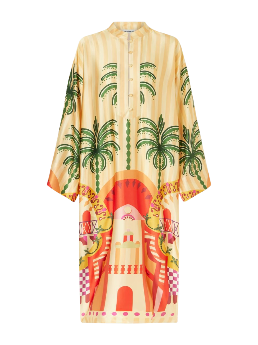Fiorenza printed silk-satin kaftan