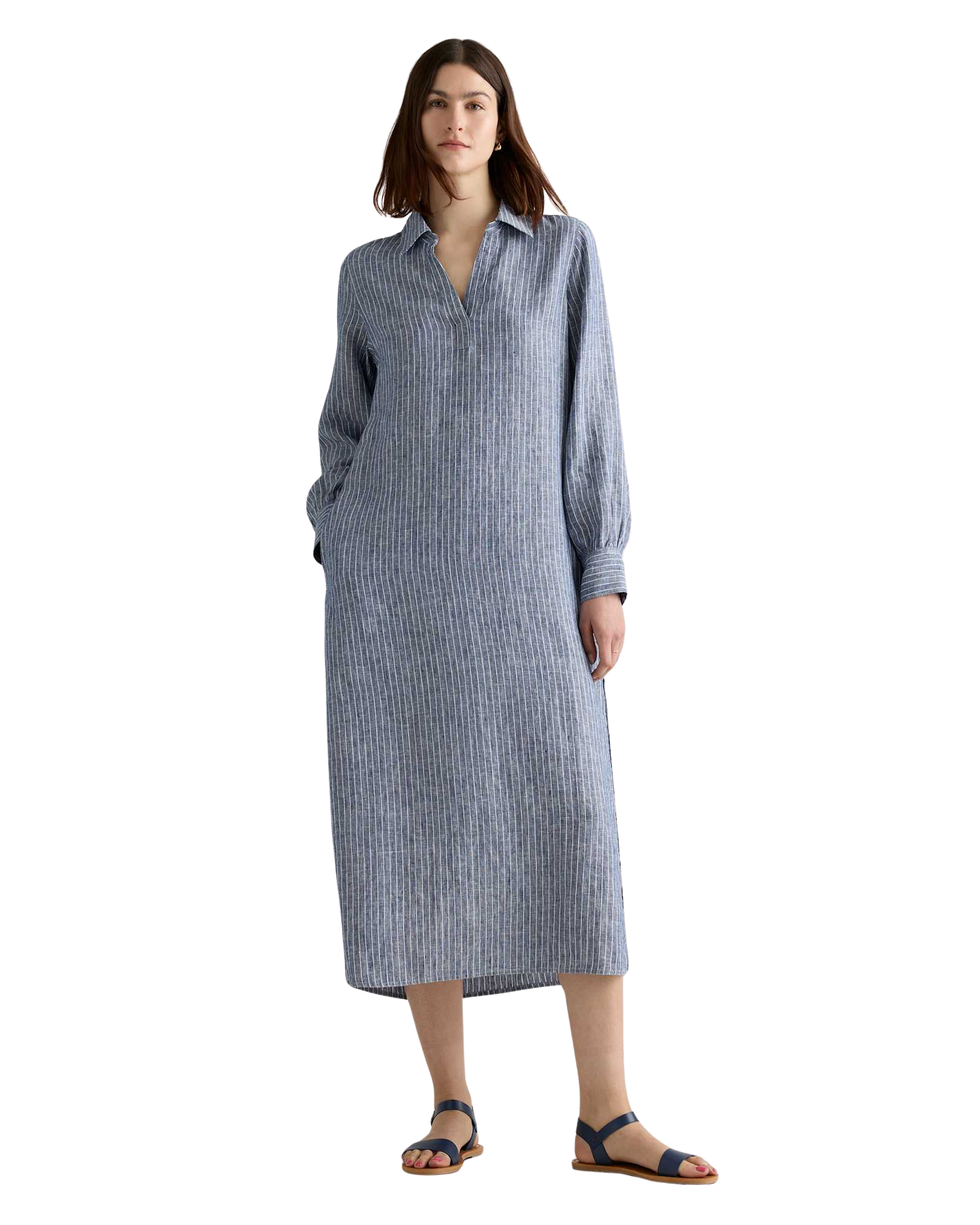 100% European Linen Popover Maxi Dress