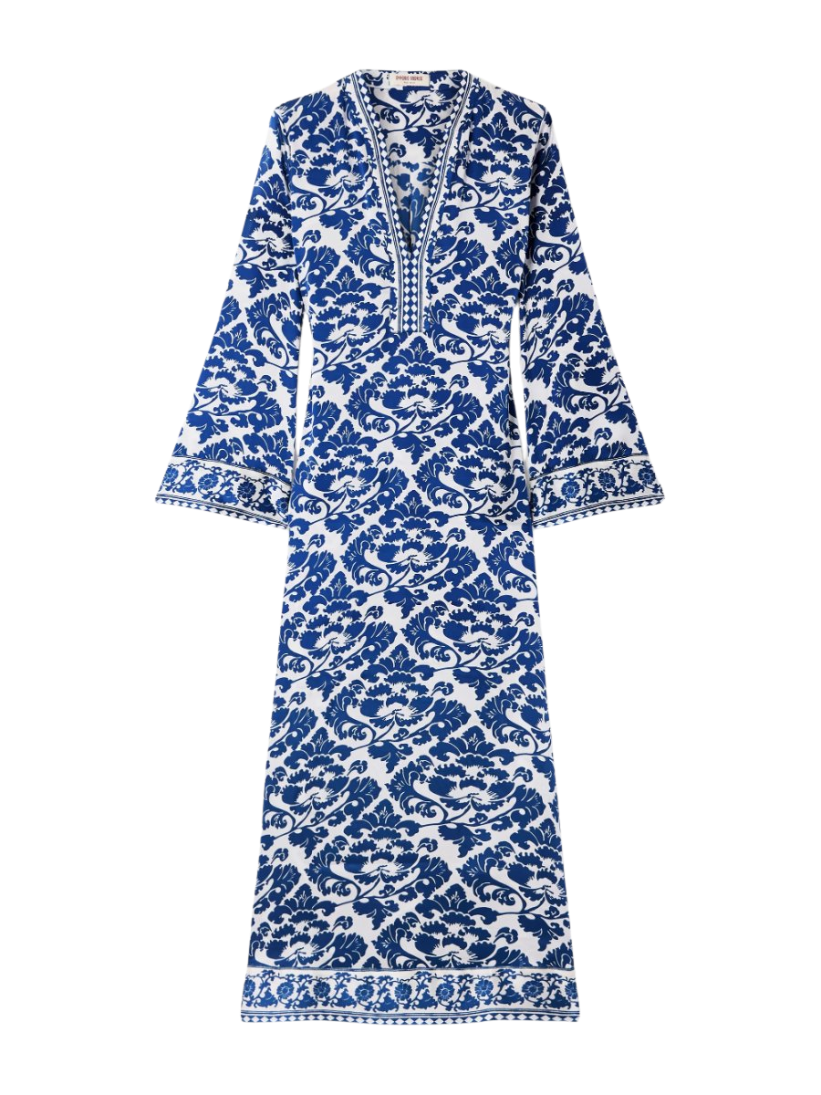 Jenna printed silk-voile kaftan