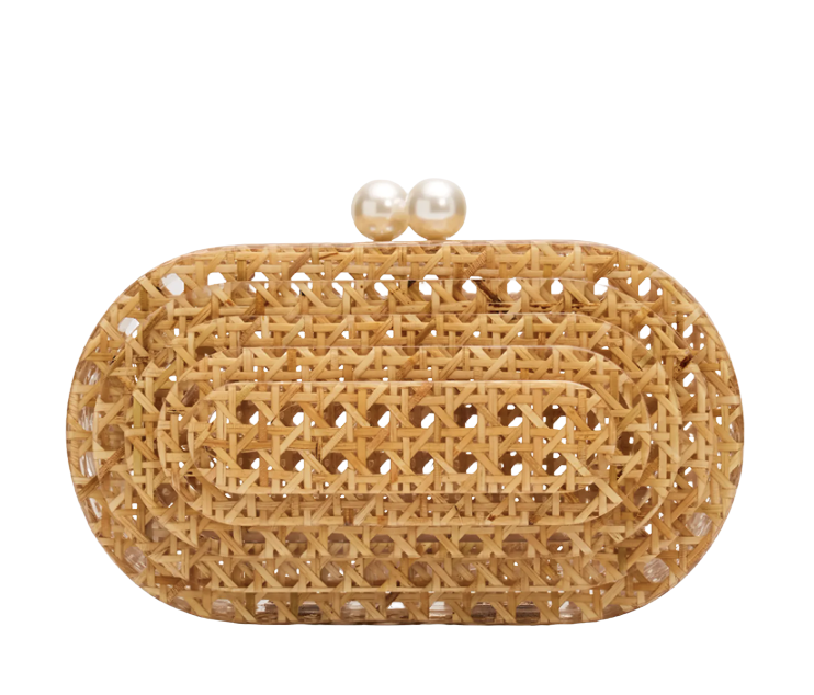 BTB Los Angeles Caillou Acrylic Cane Webbing Clutch Bag