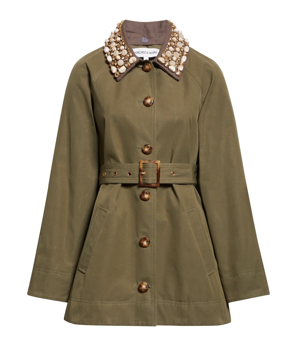 Langham Waxed Belted Dickey Coat with Removable Collar