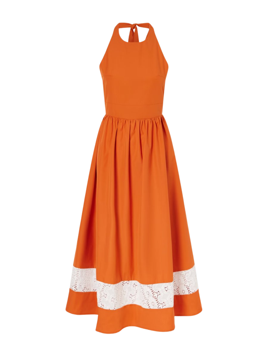 Lila lace-trimmed cotton mini dress