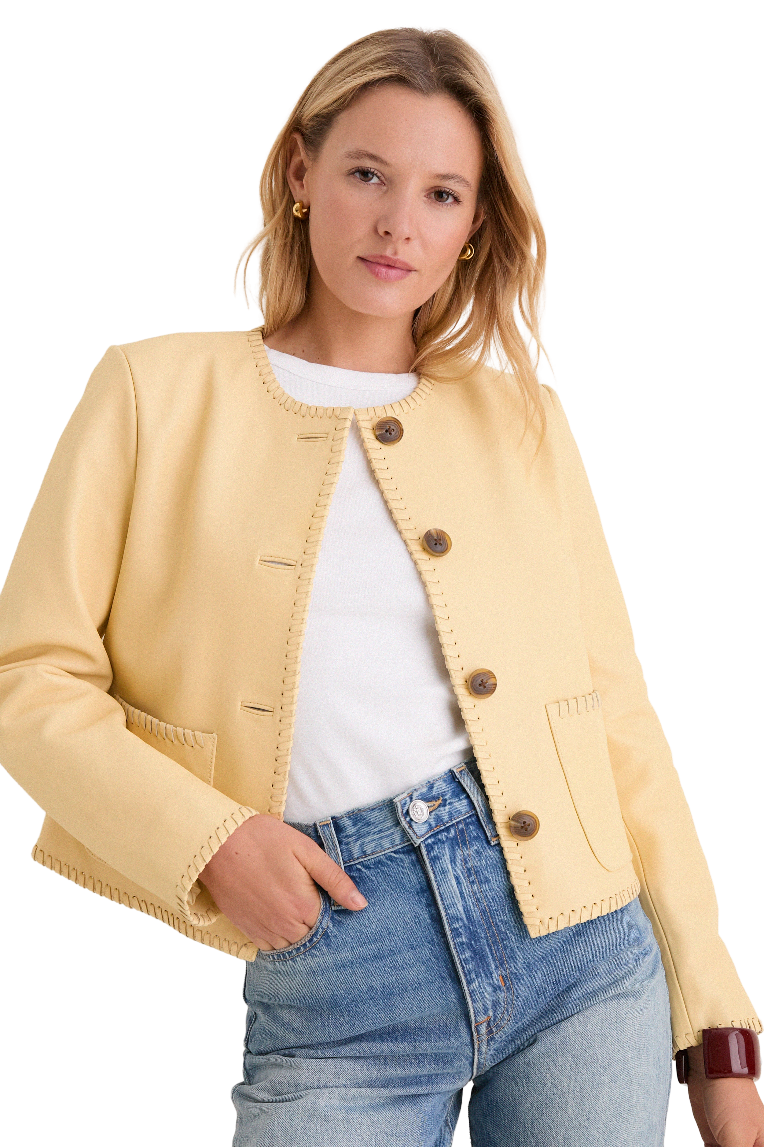 Butter Yellow Leather Rue Lady Jacket