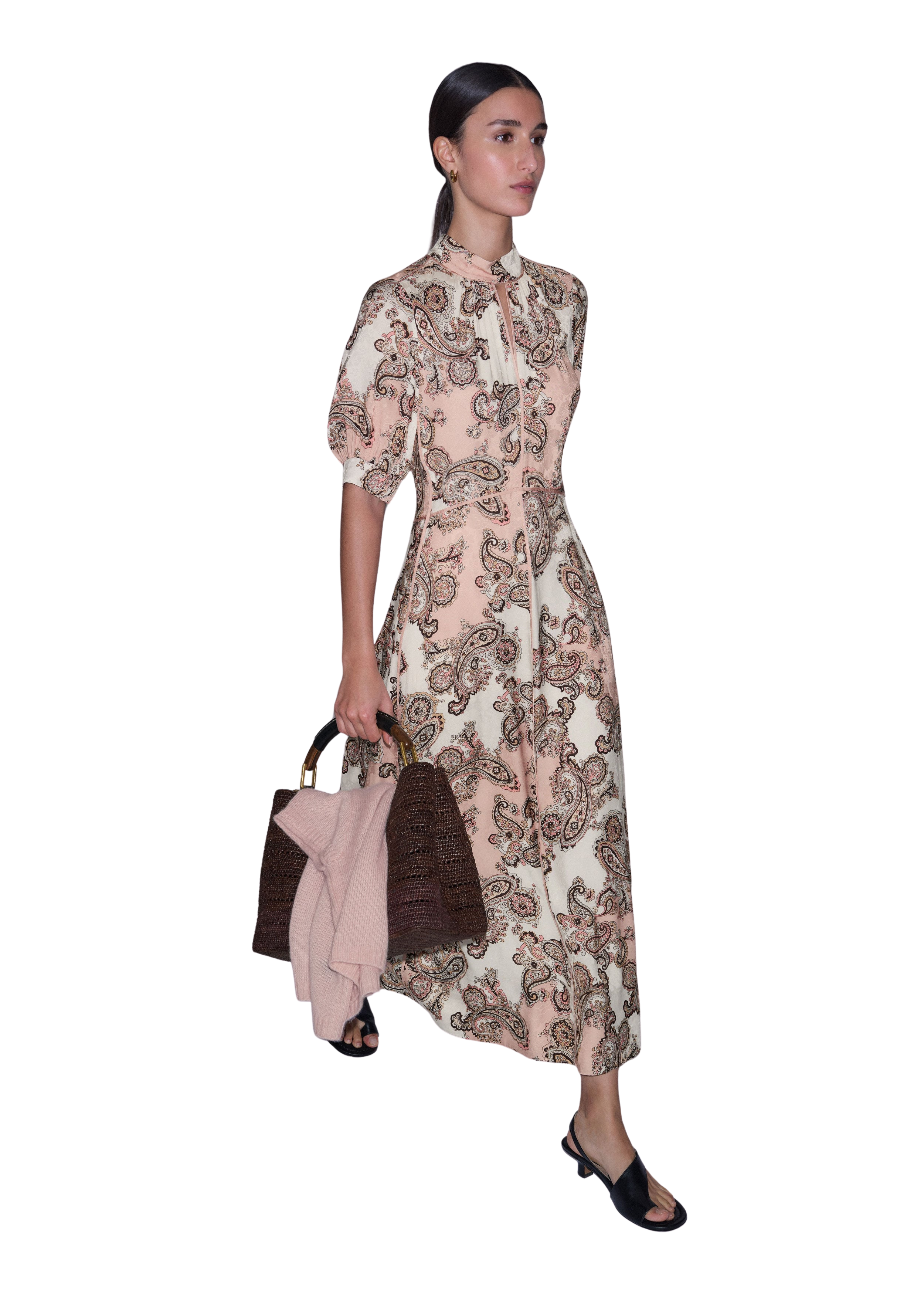 Fit + Flare Maxi Dress Jacquard Crepe