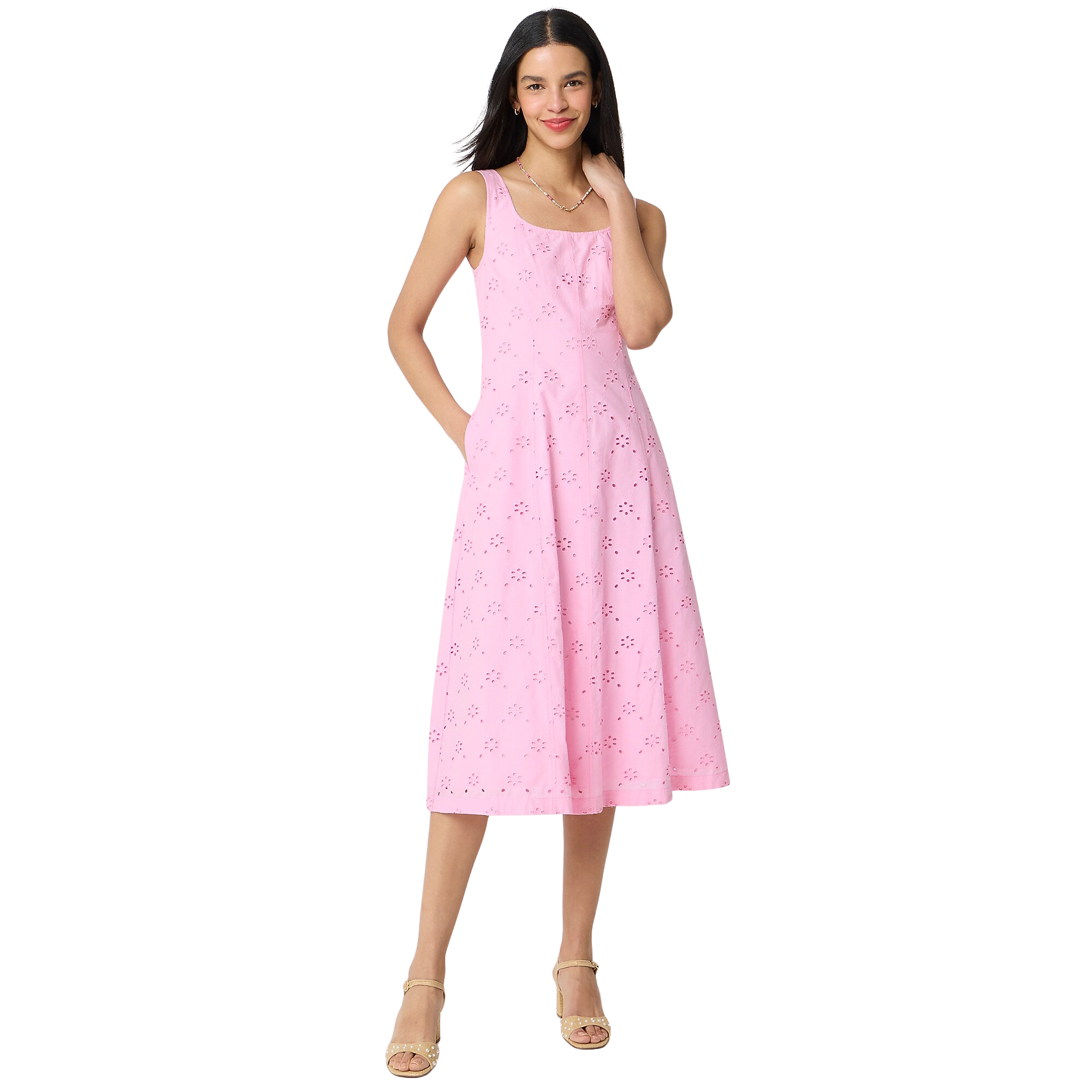 Eyelet embroidered midi dress