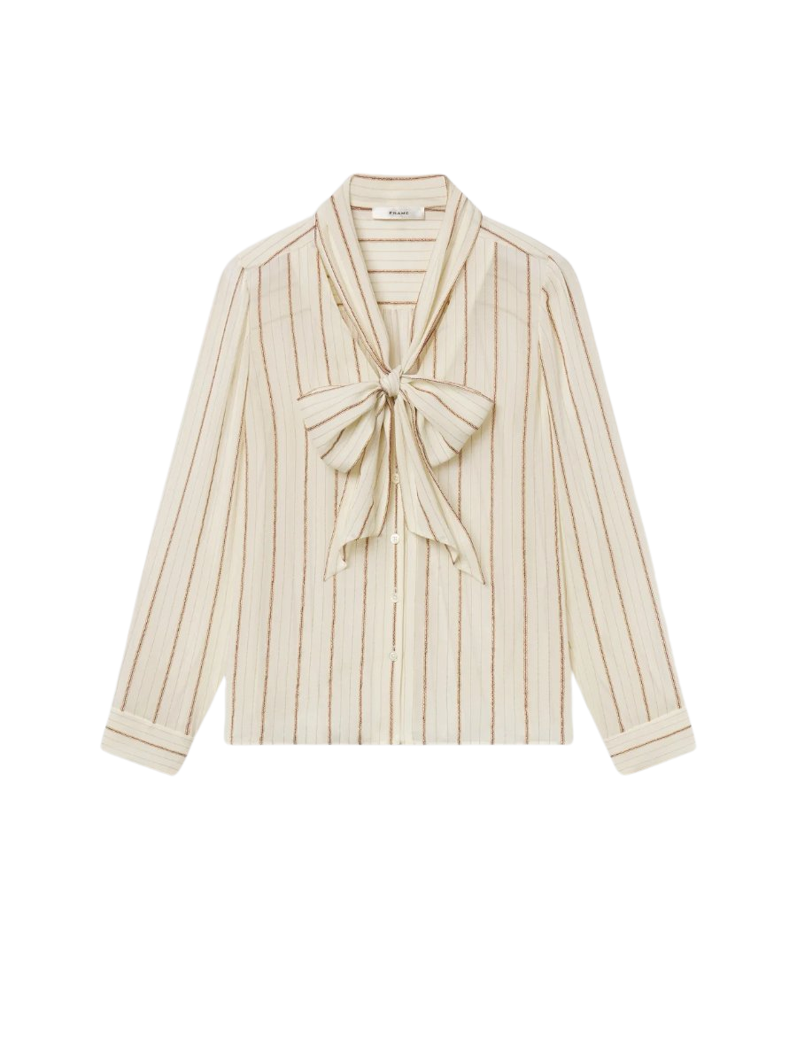 The Striped Silk Tie Blouse
