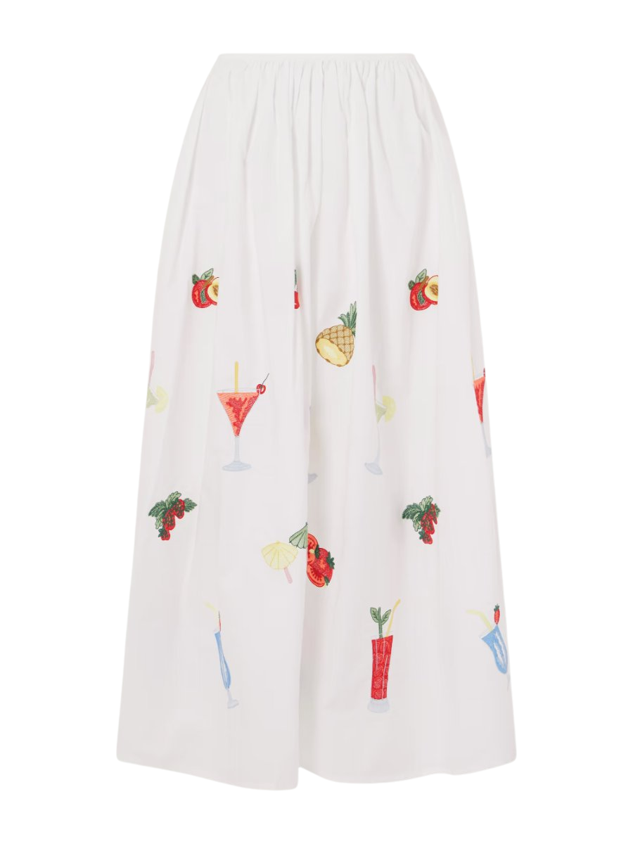 Talamone pleated embroidered cotton-poplin maxi skirt