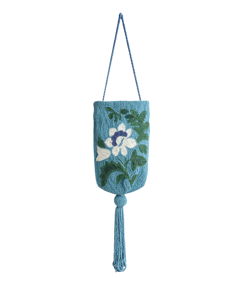 Cerulean Floral Beaded Bag