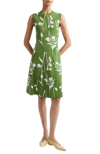 Floral Double Knit Jacquard Sweater Dress