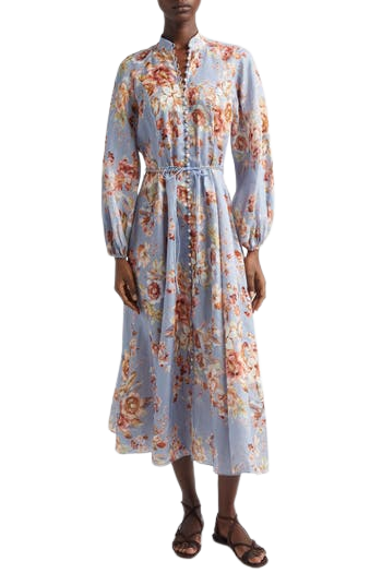 Awaken Long Sleeve Linen Midi Dress