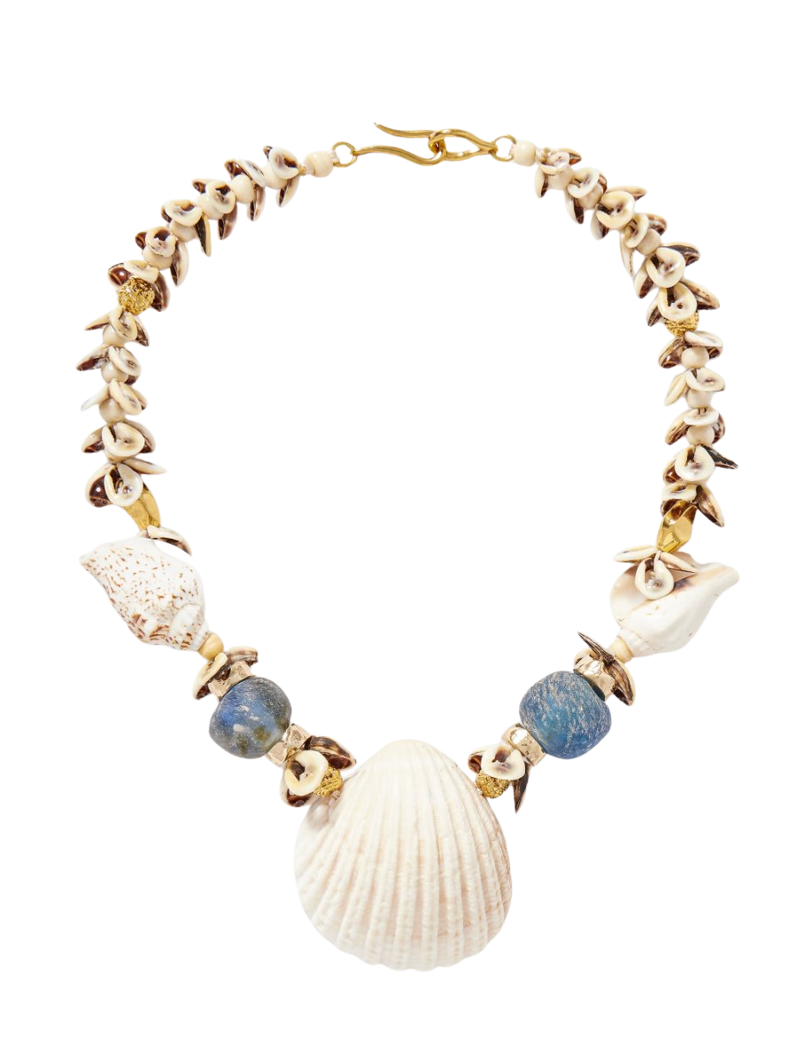 Samsara gold-plated stone and shell necklace
