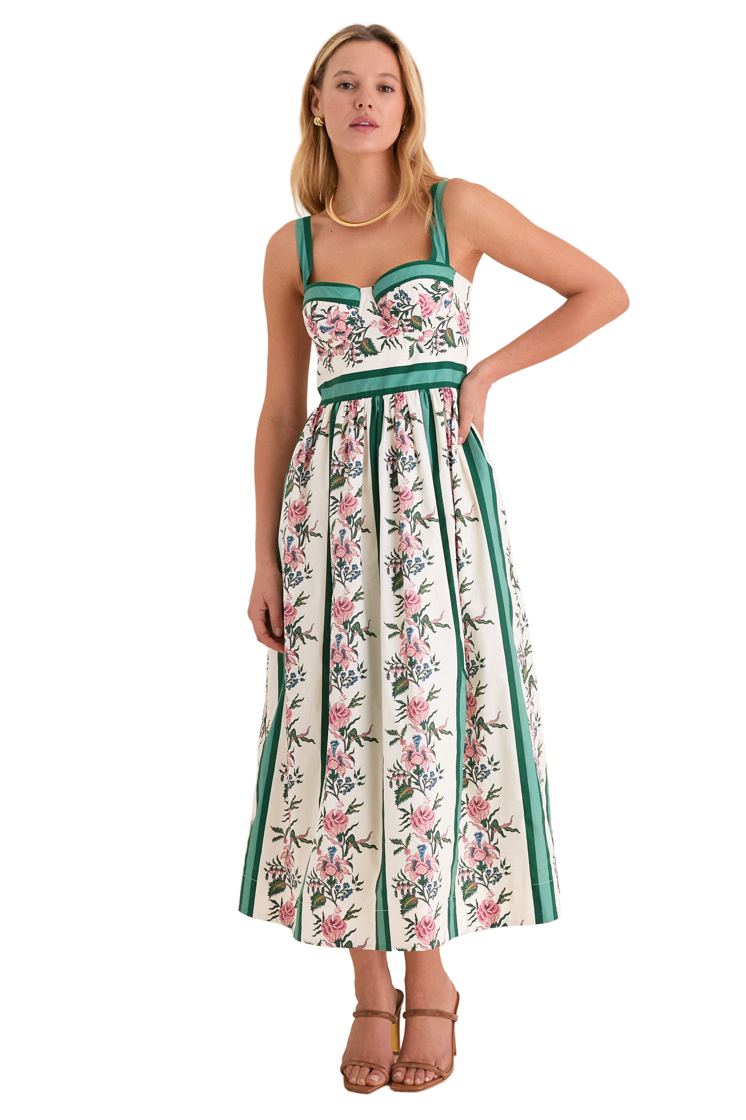 Belle Bouquet Stripe Cotton Maria Dress