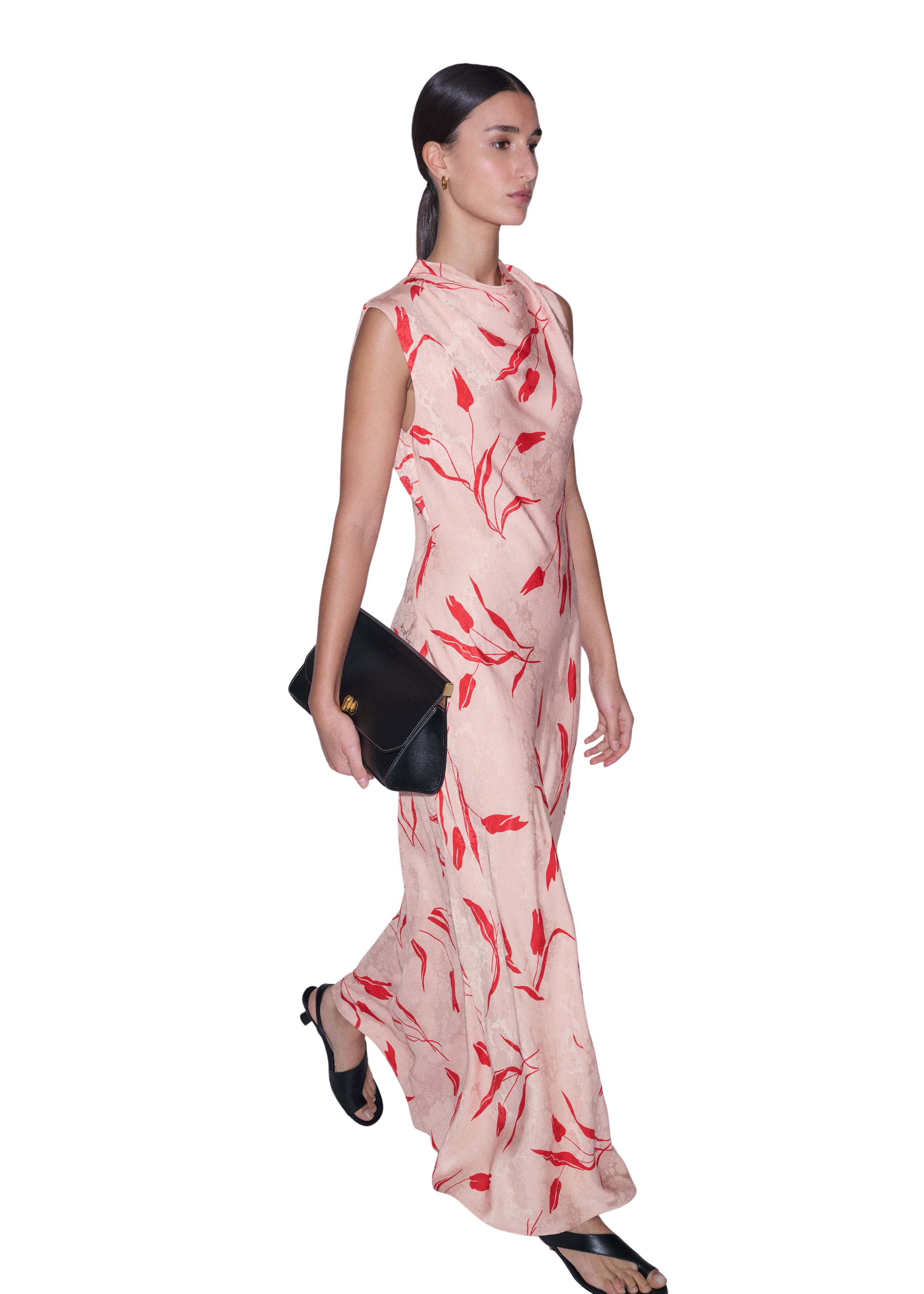 Bias Cut Maxi Dress Jacquard Crepe